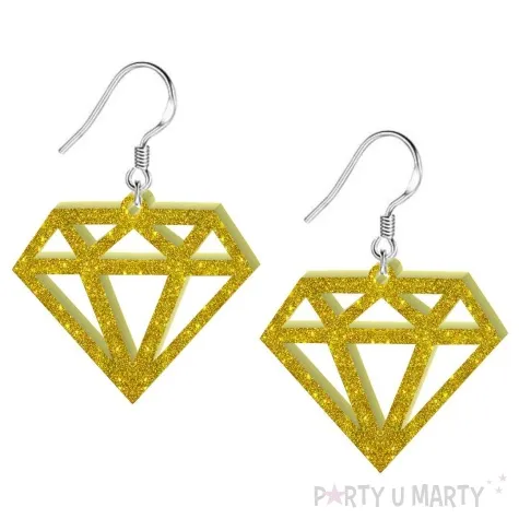 kolczyki diamenty zloty brokat 35x30 mm