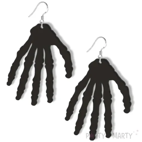 kolczyki dlon szkieletora czarne 55x65 mm