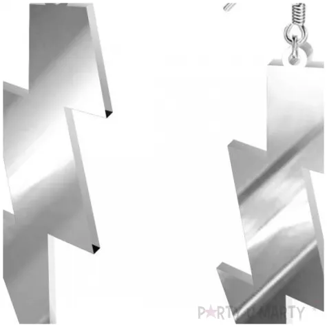 kolczyki dodatek do stroju disco blyskawice blysk srebrne lustrzanki