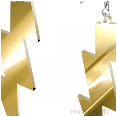 kolczyki dodatek do stroju disco blyskawice blysk zlote lustrzanki