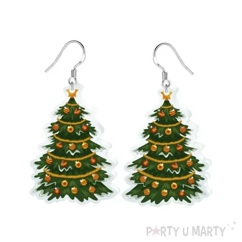 kolczyki drukowane boze narodzenie choinka z gwiazda 30 x 42 mm