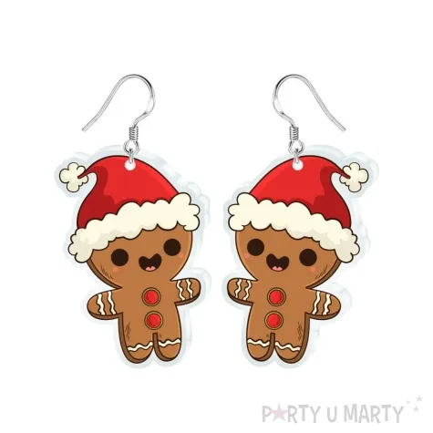 kolczyki drukowane boze narodzenie ciastek w czapce 29 x 42 mm