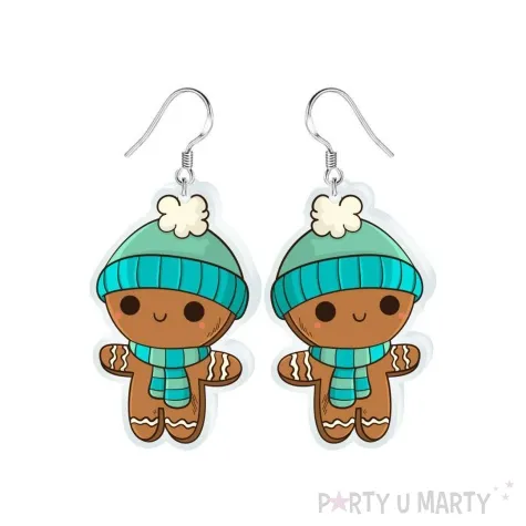 kolczyki drukowane boze narodzenie ciastek z pomponem 26 x 42 mm