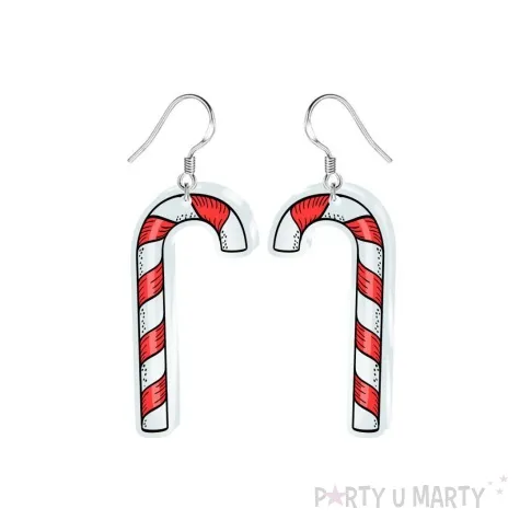 kolczyki drukowane boze narodzenie swiateczny cukierek 20 x 40 mm