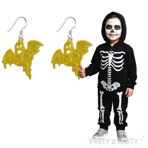 kolczyki duchy zloty brokat 35x36 mm