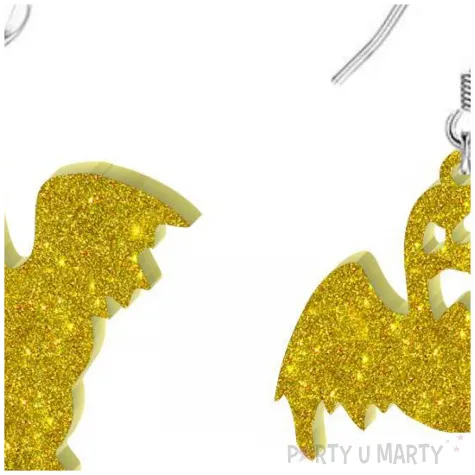 kolczyki duchy zloty brokat 35x36 mm