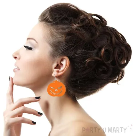 kolczyki dynia smiech pomaranczowe 44x38 mm