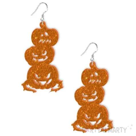 kolczyki dynia smok pomaranczowy brokat 40x70 mm