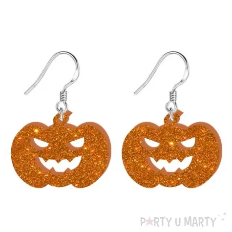 kolczyki dynie pomaranczowy brokat 30x23 mm