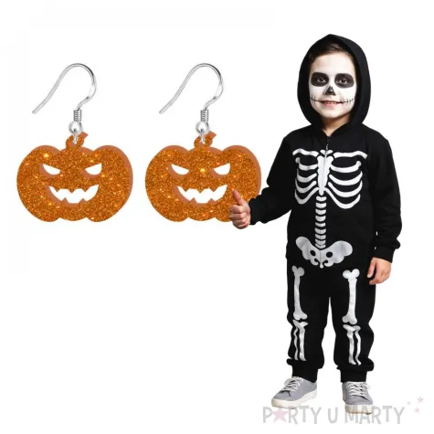 kolczyki dynie pomaranczowy brokat 30x23 mm