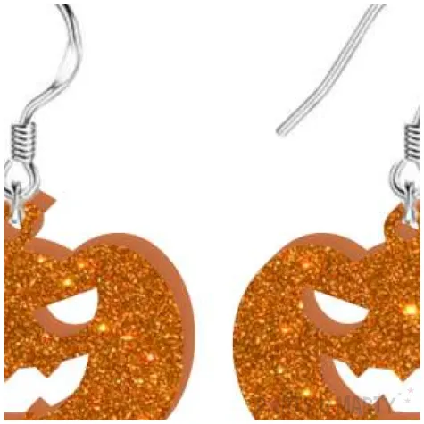 kolczyki dynie pomaranczowy brokat 30x23 mm