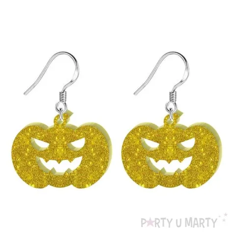 kolczyki dynie zloty brokat 30x23 mm