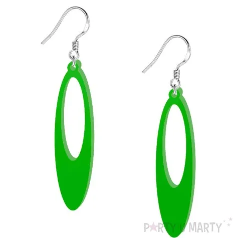 kolczyki elipsy classic zielone 15x50 mm