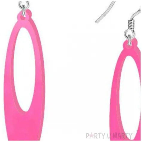 kolczyki elipsy neonowe rozowe 15x50 mm