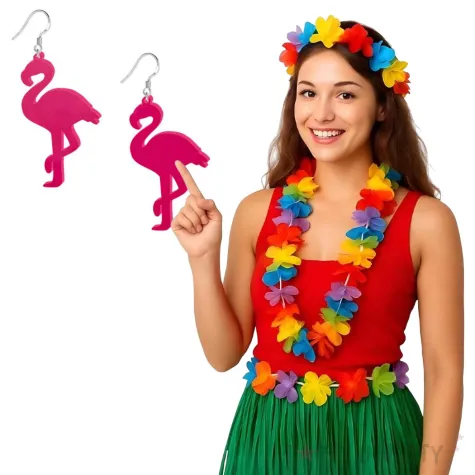 kolczyki flamingi classic rozowe 35x60 mm