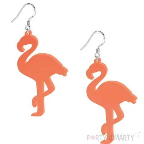 kolczyki flamingi neonowe pomaranczowe 35x60 mm