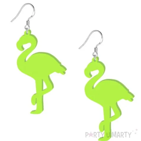 kolczyki flamingi neonowe zielone 35x60 mm