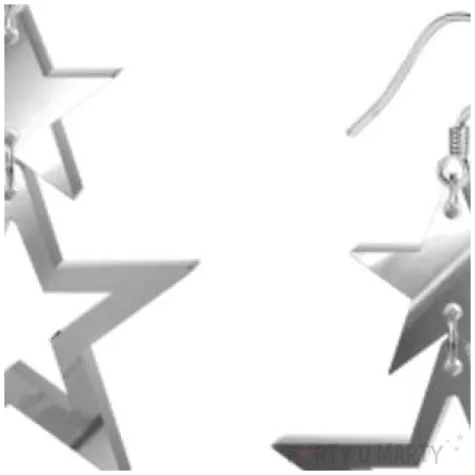 kolczyki gwiazdki blysk srebrne lustrzane 40x55 mm