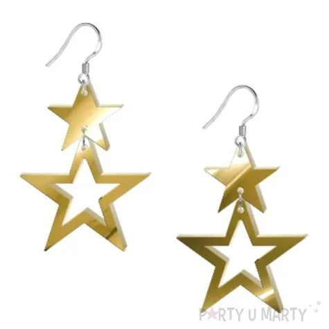 kolczyki gwiazdki blysk zlote lustrzane 40x55 mm
