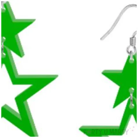 kolczyki gwiazdki classic zielone 40x55 mm