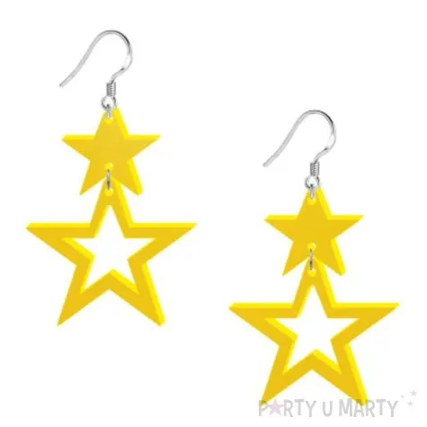 kolczyki gwiazdki classic zolte 40x55 mm