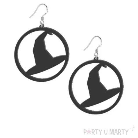 kolczyki kapelusze czarownic czarne 50x50 mm