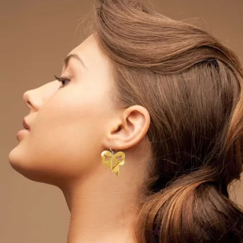 kolczyki kokardy cheerleaderek zlote lustrzane 37 x 34 mm