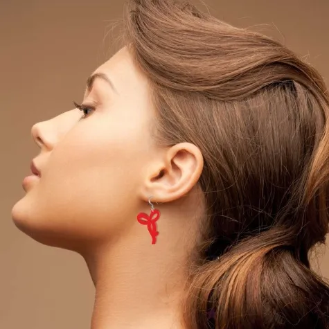 kolczyki kokardy slubne czerwone 37 x 25 mm