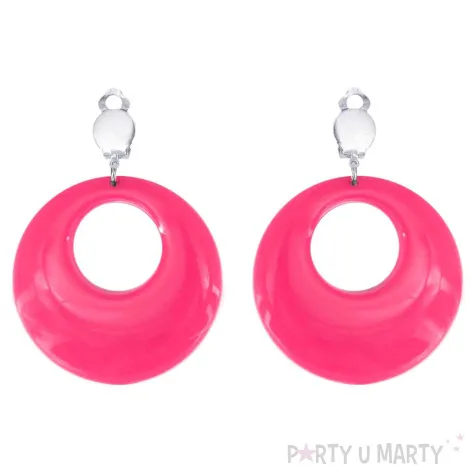 kolczyki kolka neonowe na klipsie rozowy partypal 4 5 cm