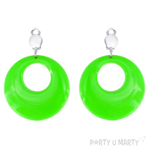 kolczyki kolka neonowe na klipsie zielony partypal 4 5 cm