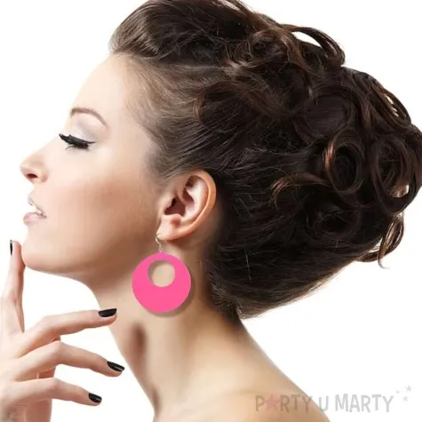 kolczyki kolka neonowe rozowe 50x50 mm