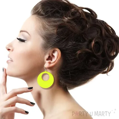 kolczyki kolka neonowe zolte 50x50 mm