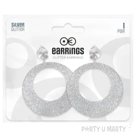 kolczyki kolka srebrny brokat partypal 33x35 mm