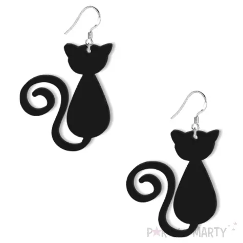 kolczyki kotki i ogonkowe zawijaski czarne 50x45 mm