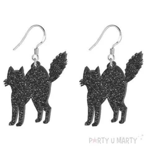 kolczyki koty czarny brokat 32x38 mm
