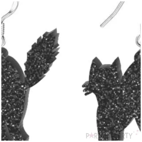 kolczyki koty czarny brokat 32x38 mm