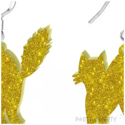 kolczyki koty zloty brokat 32x38 mm