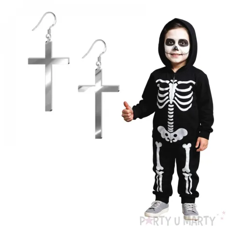 kolczyki krzyze classic srebrne lustrzane 30x50 mm