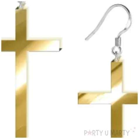 kolczyki krzyze classic zlote lustrzane 30x50 mm