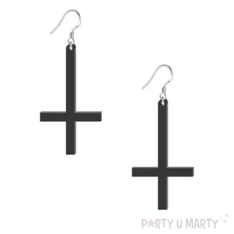 kolczyki krzyze odwrocone xl czarne 90x50 mm