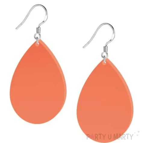 kolczyki lezki neonowe pomaranczowe 30x45 mm