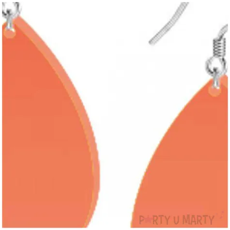 kolczyki lezki neonowe pomaranczowe 30x45 mm