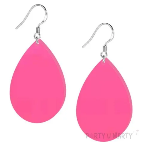 kolczyki lezki neonowe rozowe 30x45 mm