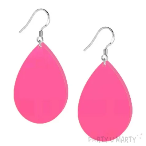 kolczyki lezki neonowe rozowe 30x45 mm