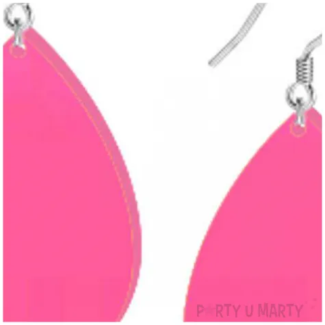 kolczyki lezki neonowe rozowe 30x45 mm