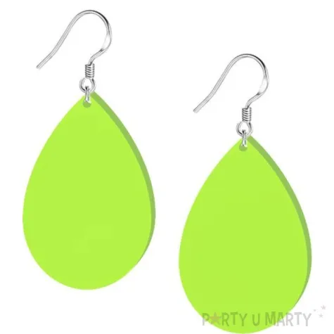 kolczyki lezki neonowe zielone 30x45 mm