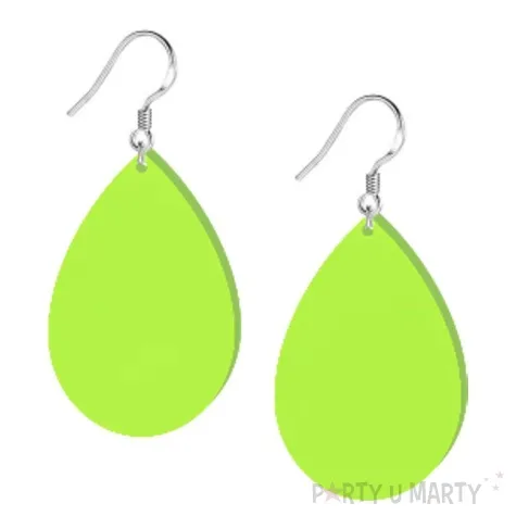 kolczyki lezki neonowe zielone 30x45 mm