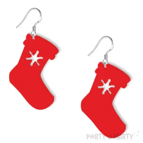 kolczyki mikolajkowe skarpety czerwone 35x50 mm