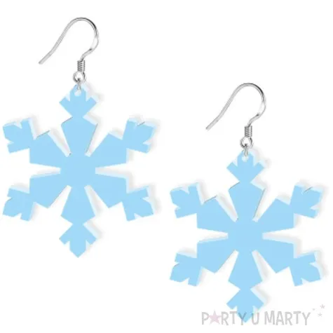kolczyki mrozne sniezynki niebieski pastel 45x50 mm