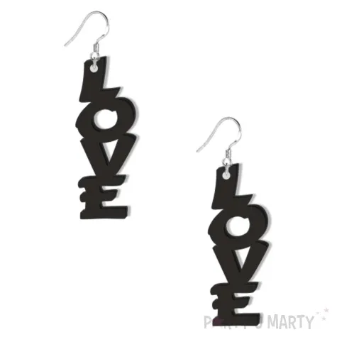 kolczyki napis love czarne 60x22 mm